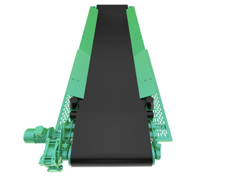 3d rendering of a conveyor belt isolated on white background.の写真素材