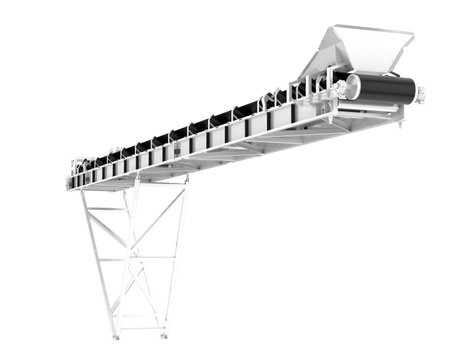 Roller conveyor isolated on white background. 3d rendering.の写真素材