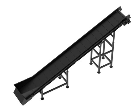 Black conveyor belt isolated on white background. 3d render.の写真素材