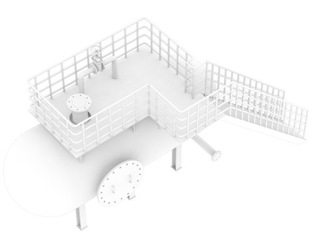 3d rendering of a conveyor belt on a white background.の写真素材