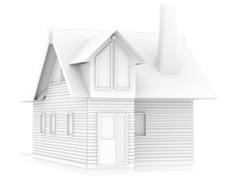 3d house with chimney on a white background. 3d renderingの写真素材