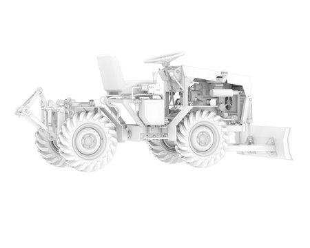 Modern tractor isolated on a white background. 3d rendering image.の写真素材