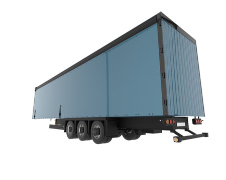 3d rendering of a container truck isolated on white background without shadowの写真素材