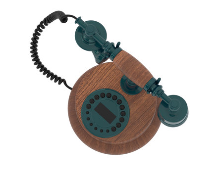 Retro telephone isolated on white background. 3D illustration. Clipping Pathの写真素材