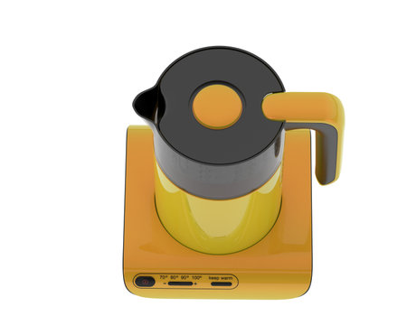 Electric kettle on a white background. 3d rendering. Computer digital drawing.の写真素材