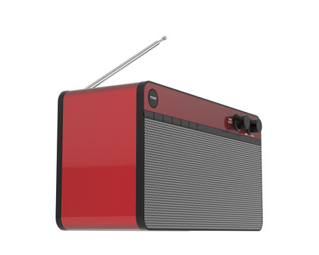 Retro radio isolated on a white background. 3d rendering.の写真素材