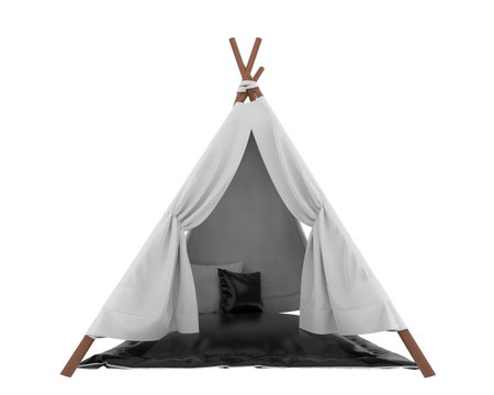 Tent on white background. 3d illustration. Vintage style.