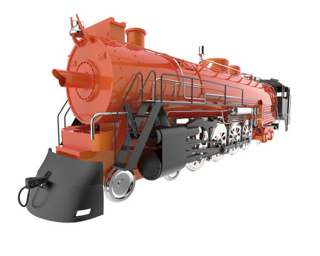 Locomotive isolated on white background. 3d rendering - illustrationの写真素材