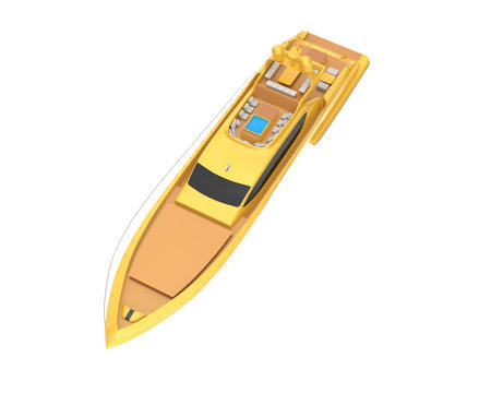 Boat Isometric 3D Illustration Mockup Scene on Isolated Backgroundの写真素材
