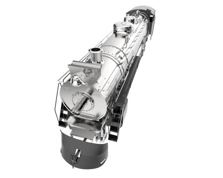 Railway locomotive isolated on white background. 3d illustration.