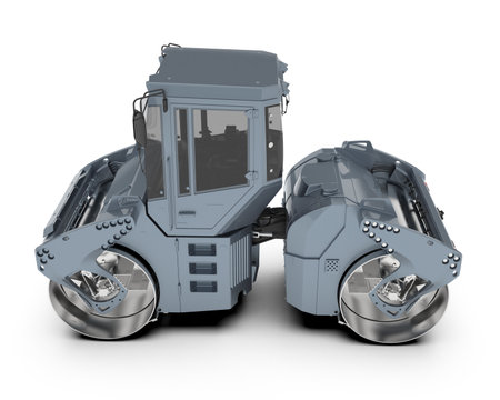 Modern road roller isolated on a white background. 3d rendering.の写真素材