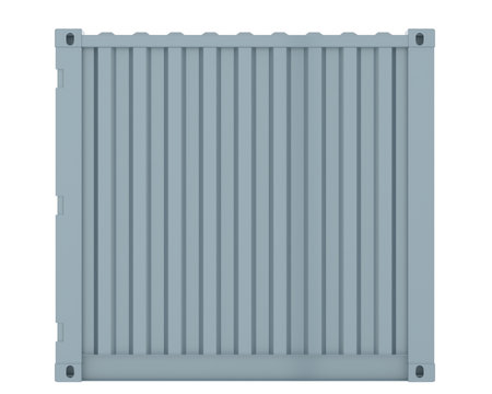 Cargo container isolated on white background. 3d rendering. Front view.