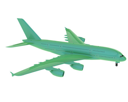 Green airplane isolated on white background. Vector illustration. Eps 10.