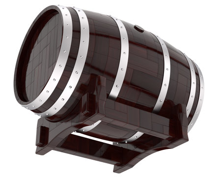 Wine barrel isolated on white background. Computer generated 3D photo rendering.の写真素材