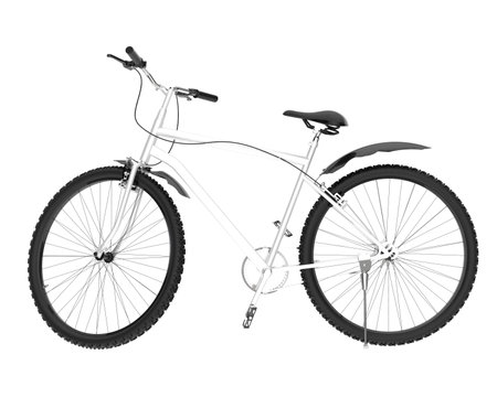 Bicycle isolated on a white background. 3d rendering image.の写真素材