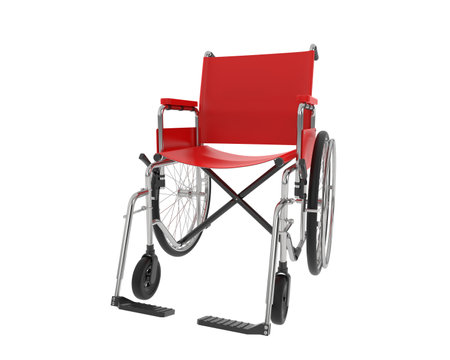 Wheelchair isolated on white background. 3D rendering. Side view.の写真素材