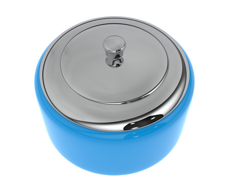 Blue aluminum can isolated on white background. 3d render. Studio shot.の写真素材