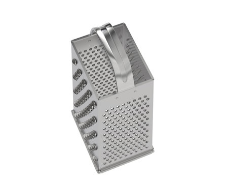 Metal grater isolated on white background. 3d rendering. High resolution image.