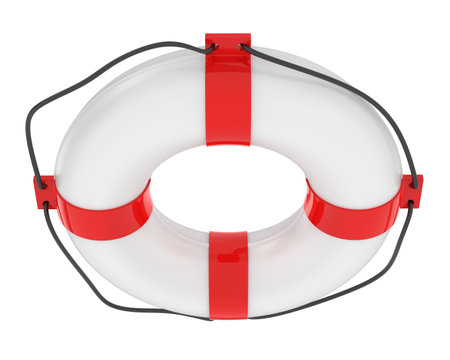 Lifebuoy isolated on white background. 3d rendering image.の写真素材
