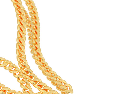 Golden chain isolated on white background. 3D rendering. 3D illustration.の写真素材
