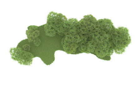 3d rendering of a green grass in the shape of an islandの写真素材