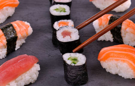 Tray of sushiの写真素材