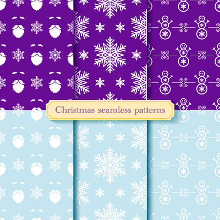 Set of seamless christmas patterns. Vector texture or background of winter holiday. EPS 10.のイラスト素材