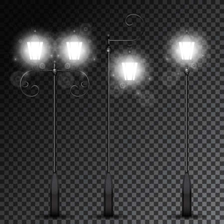 realistic isolated street lanterns set.のイラスト素材