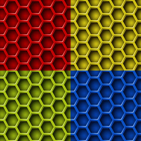 Seamless geometric pattern of hexagons. Plastic background set.のイラスト素材