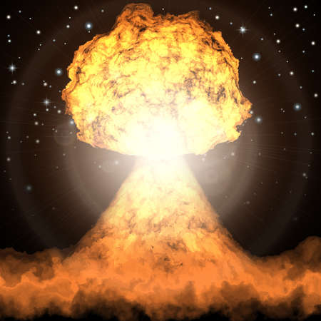 explosion. Powerful explosion of nuclear bomb. Nuclear war. Radioactive nuclear 
explosion.