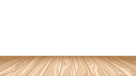 Wooden background with place for your text or image. Wood floor boards isolated on white background. Top of wooden table.のイラスト素材