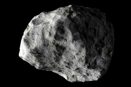 Big asteroid on a black background. Hight resolution. 3d rendering.の写真素材