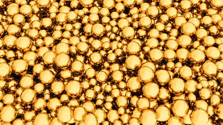Metallic golden spheres. Gold balls. Abstract background. 3d rendering illustration. High resolution.の写真素材