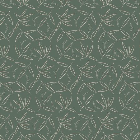Vector illustration of leaves pattern. Floral organic background. Hand drawn leaf texture.のイラスト素材