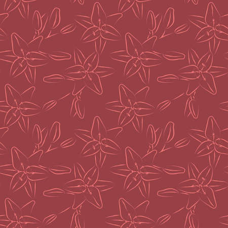Lilia floral botanical flowers seamless patternのイラスト素材