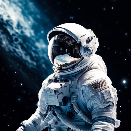 Astronaut floating in space with Generative AI technologyの素材