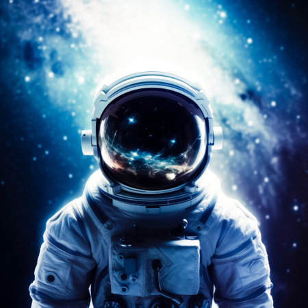 Astronaut floating in space with Generative AI technologyの素材