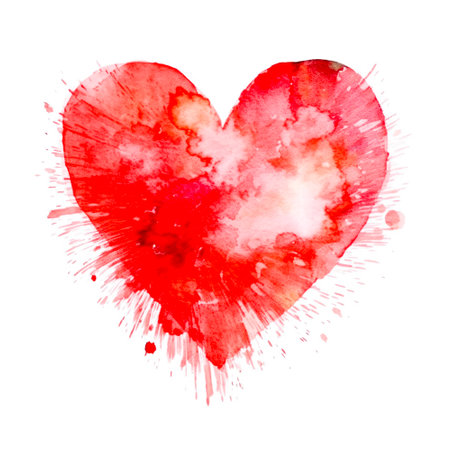 Watercolor Red Abstract Heart with Generative AI technologyの素材