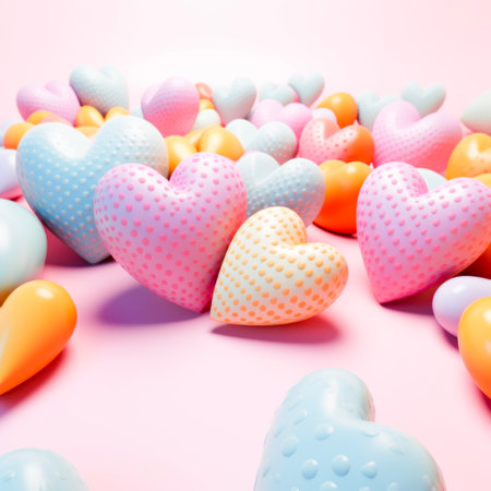 3d red pink heart set. Valentines day card. Symbol of love. Valentine banner design element with Generative AI technologyの素材