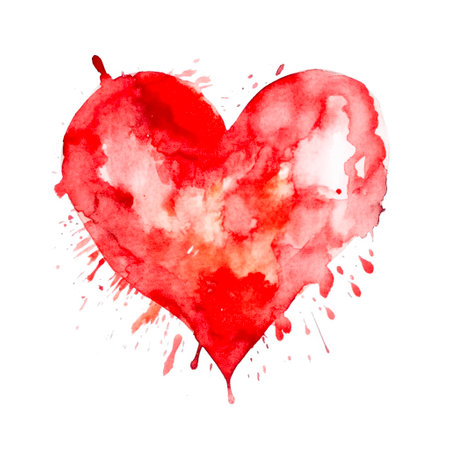 Watercolor Red Abstract Heart with Generative AI technologyの素材