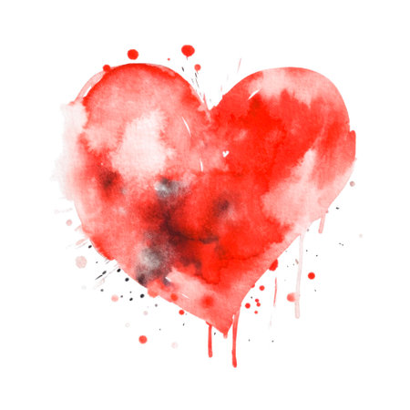 Watercolor Red Abstract Heart with Generative AI technologyの素材