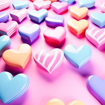 3d red pink heart set. Valentines day card. Symbol of love. Valentine banner design element with Generative AI technologyの素材