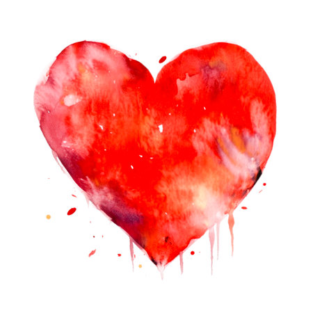 Watercolor Red Abstract Heart with Generative AI technologyの素材
