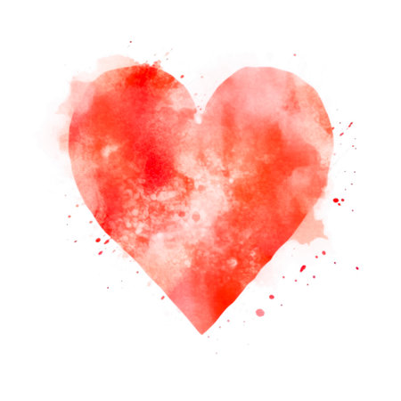 Watercolor Red Abstract Heart with Generative AI technologyの素材