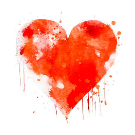 Watercolor Red Abstract Heart with Generative AI technologyの素材