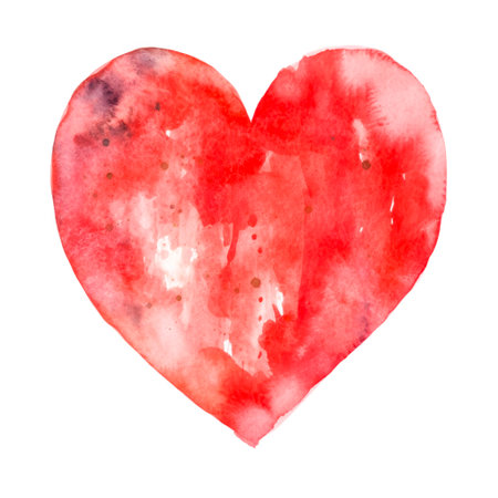 Watercolor Red Abstract Heart with Generative AI technologyの素材