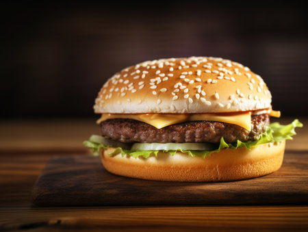 Delicious beef or pork patty burgers with Generative AI technologyの素材