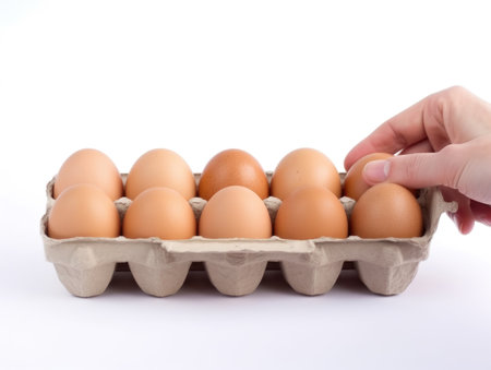 Take out one egg from a paper carton with Generative AI technologyの素材