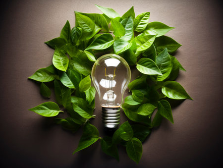 Lightbulb With Tree In Dirt Soil - Energy Development Concept. Generated AI.の素材