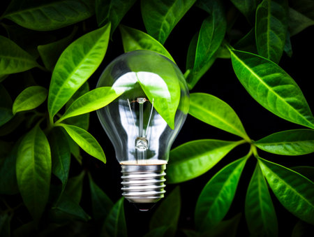 Lightbulb With Tree In Dirt Soil - Energy Development Concept. Generated AI.の素材